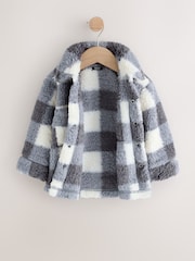 Grey Checkerboard Borg Fleece Shacket (3mths-7yrs) - Image 6 of 8