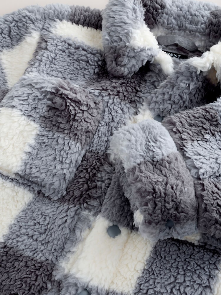 Grey Checkerboard Borg Fleece Shacket (3mths-7yrs) - Image 8 of 8