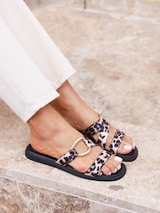 Linzi Animal Cassandra Double Strap Sandals With Buckle Detail - Image 1 of 5