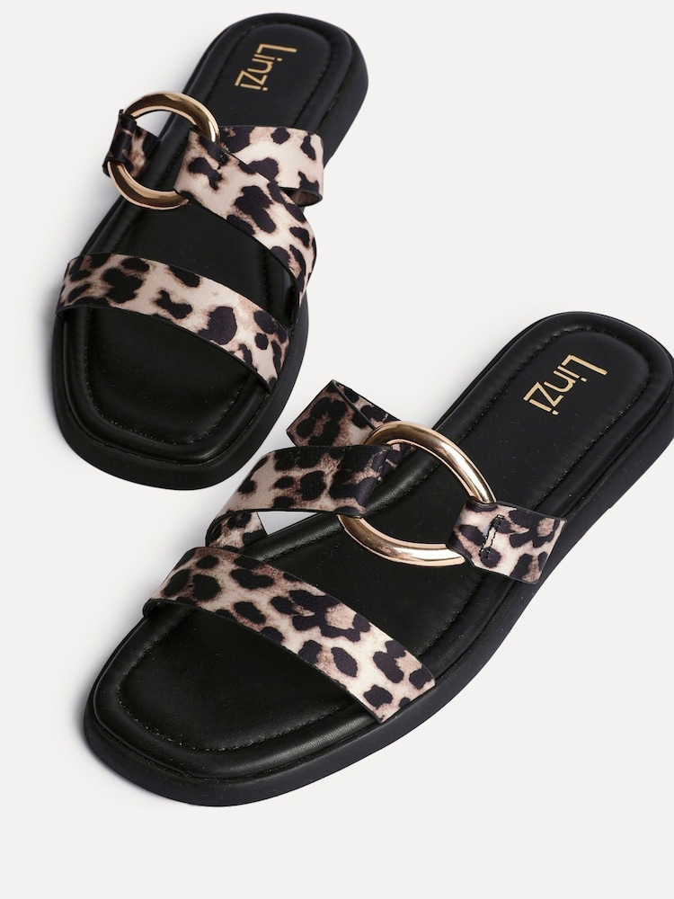 Linzi Animal Cassandra Double Strap Sandals With Buckle Detail - Image 5 of 5