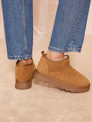 Friends Like These Brown Cosy Suedette Faux Fur Lined Low Ankle Boots - Image 4 of 4