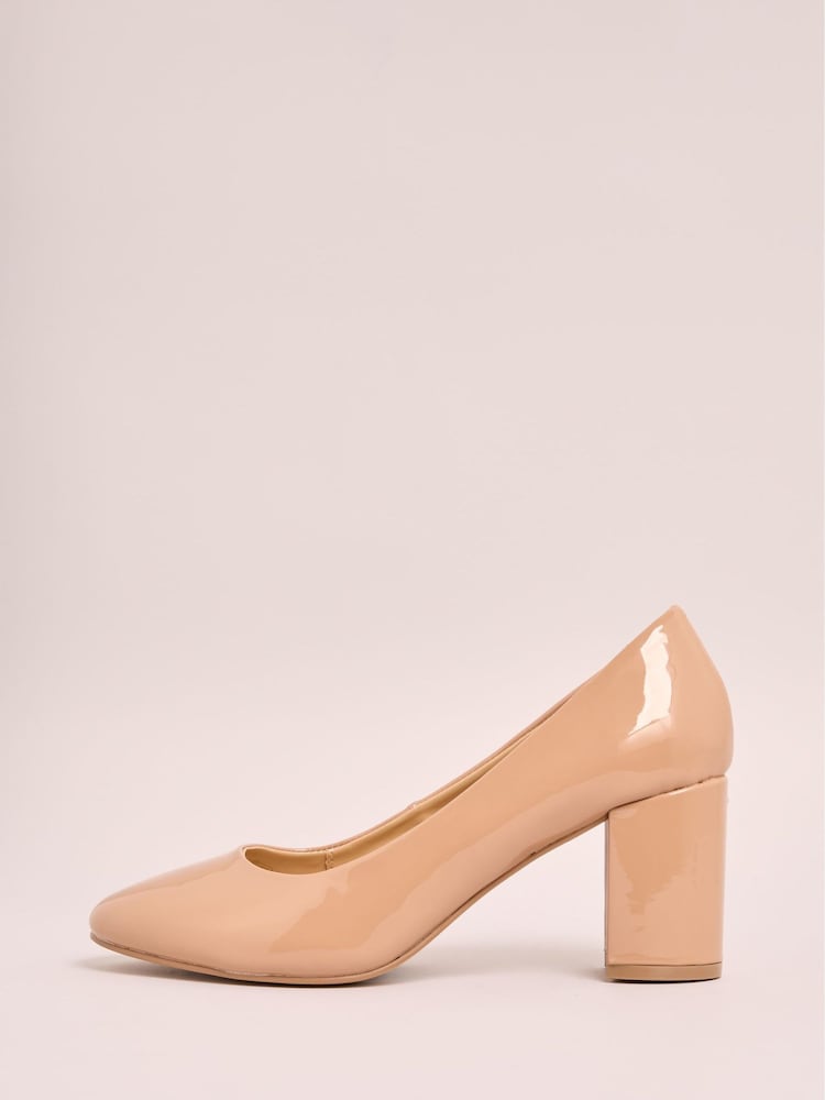 Friends Like These Nude Standard Fit Mid Block Heel Round Toe Court Shoes - Image 5 of 5