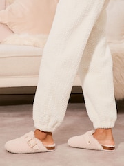 Lipsy Cream Slip On Footbed Buckle Slippers Clogs - Image 4 of 4