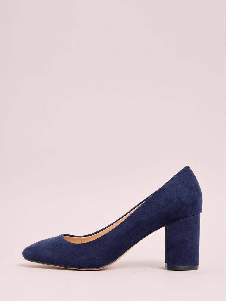 Friends Like These Blue Standard Fit Mid Block Heel Round Toe Court Shoes - Image 5 of 5