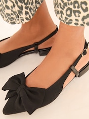 Lipsy Black Flat Slingback Bow Ballet Pump Ballerinas - Image 2 of 5