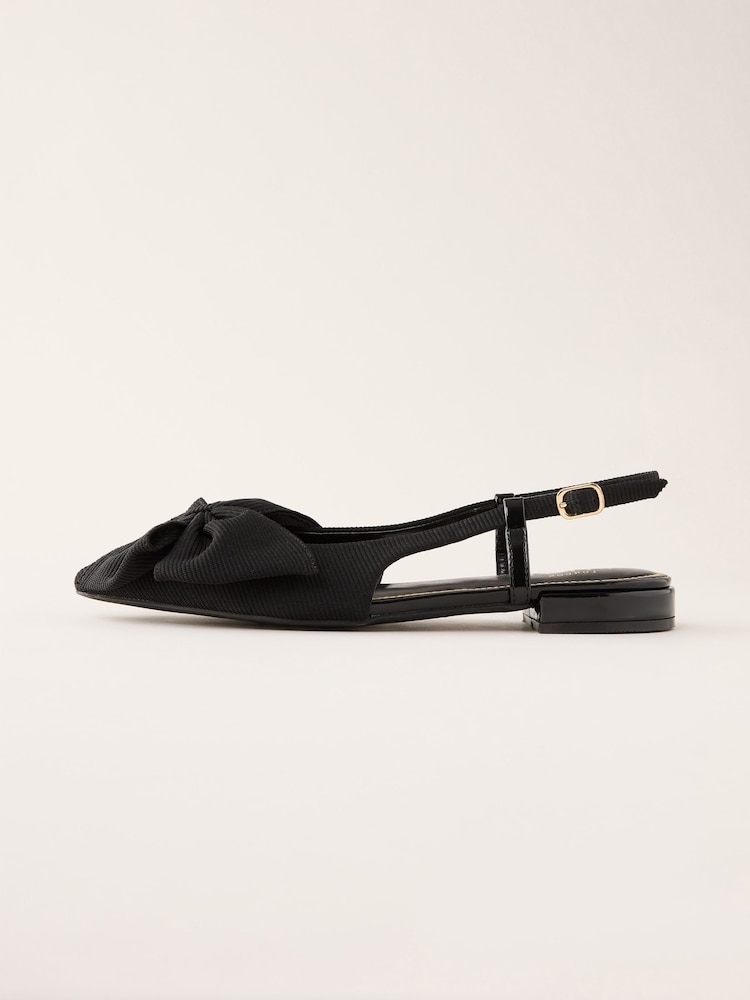 Lipsy Black Flat Slingback Bow Ballet Pump Ballerinas - Image 5 of 5