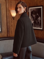 Love & Roses Black Short Collar Duffle Coat - Image 3 of 4