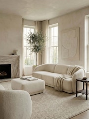 Royalcraft OffWhite Boucl Boux Three-Seater Sofa With Ottoman - Image 1 of 5