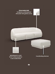 Royalcraft OffWhite Boucl Boux Three-Seater Sofa With Ottoman - Image 3 of 5