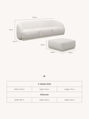 Royalcraft OffWhite Boucl Boux Three-Seater Sofa With Ottoman - Image 4 of 5