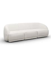 Royalcraft OffWhite Boucl Boux Three-Seater Sofa With Ottoman - Image 5 of 5