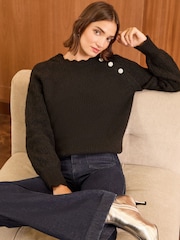 Love & Roses Black Cosy Stitch Detail Jumper - Image 1 of 4