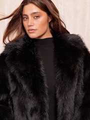 Friends Like These Black Curve Long Sleeve Faux Fur Coat - Image 2 of 4