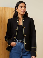Love & Roses Black Tipped Military Shorts Jacket - Image 1 of 4