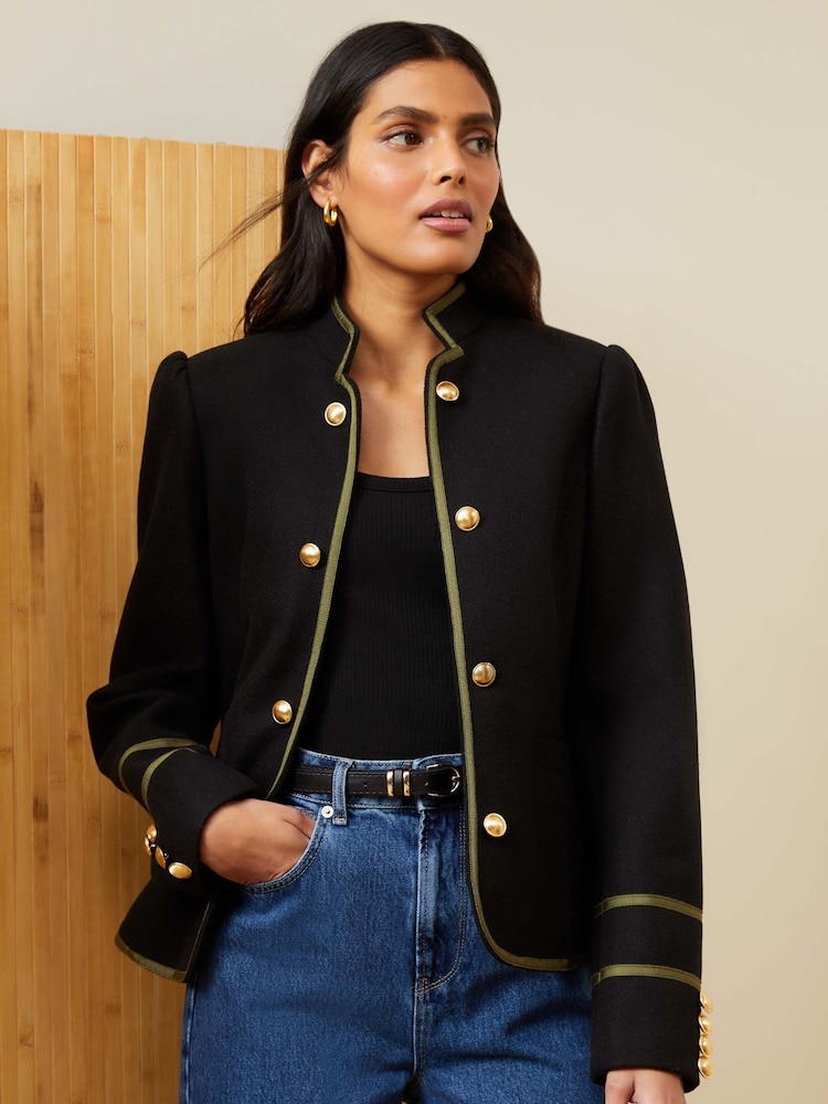 Love & Roses Black Tipped Military Shorts Jacket - Image 1 of 4