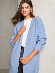 Lipsy Blue Knitted Long Sleeve Longline Cardigan - Image 1 of 5