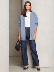Lipsy Blue Knitted Long Sleeve Longline Cardigan - Image 2 of 5