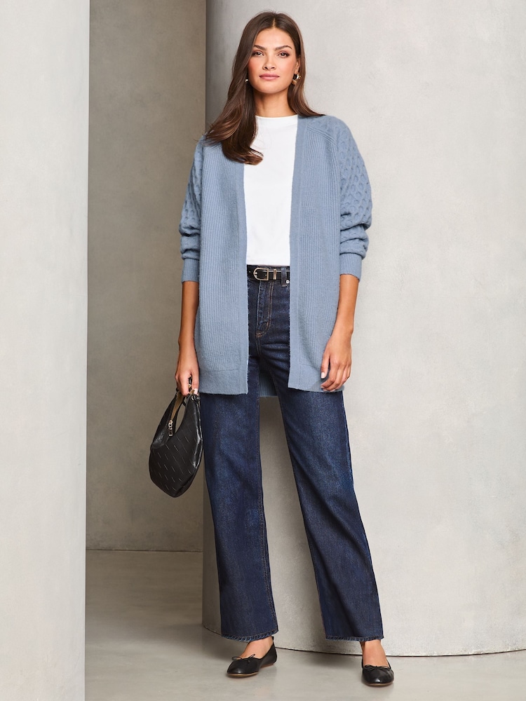 Lipsy Blue Knitted Long Sleeve Longline Cardigan - Image 2 of 5