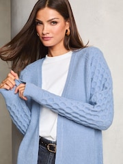 Lipsy Blue Knitted Long Sleeve Longline Cardigan - Image 3 of 5