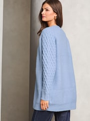 Lipsy Blue Knitted Long Sleeve Longline Cardigan - Image 4 of 5