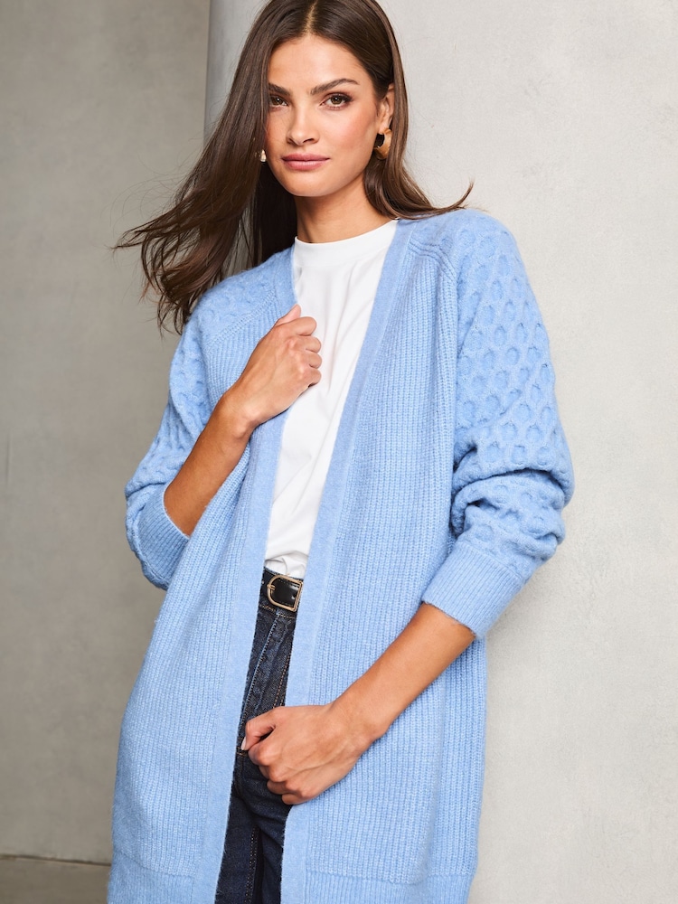 Lipsy Blue Knitted Long Sleeve Longline Cardigan - Image 5 of 5