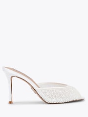 Steve Madden White Rollout Pearl Embellished Mule Heeled Shoes - Image 1 of 4
