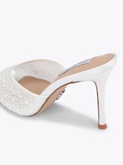 Steve Madden White Rollout Pearl Embellished Mule Heeled Shoes - Image 2 of 4