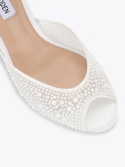 Steve Madden White Rollout Pearl Embellished Mule Heeled Shoes - Image 3 of 4