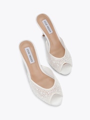 Steve Madden White Rollout Pearl Embellished Mule Heeled Shoes - Image 4 of 4