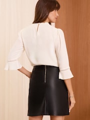 Love & Roses Black Faux Leather Mini Skirt - Image 4 of 5