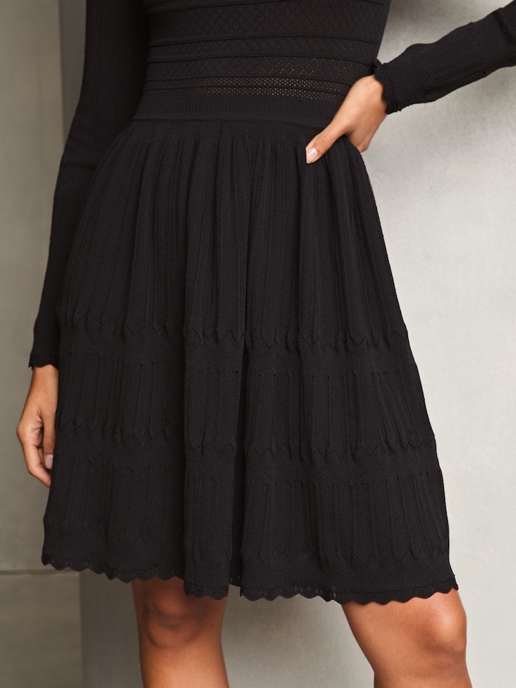 Lipsy Manches longues Robe tricotée à lanterne avec détails de maille - Image 4 de 4
