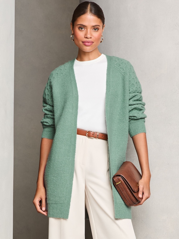 Lipsy Cosy Knitted Honeycomb Sleeve Longline Cardigan - Imagen 1 de 4