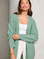 Lipsy Cosy Knitted Honeycomb Sleeve Longline Cardigan - Imagen 3 de 4