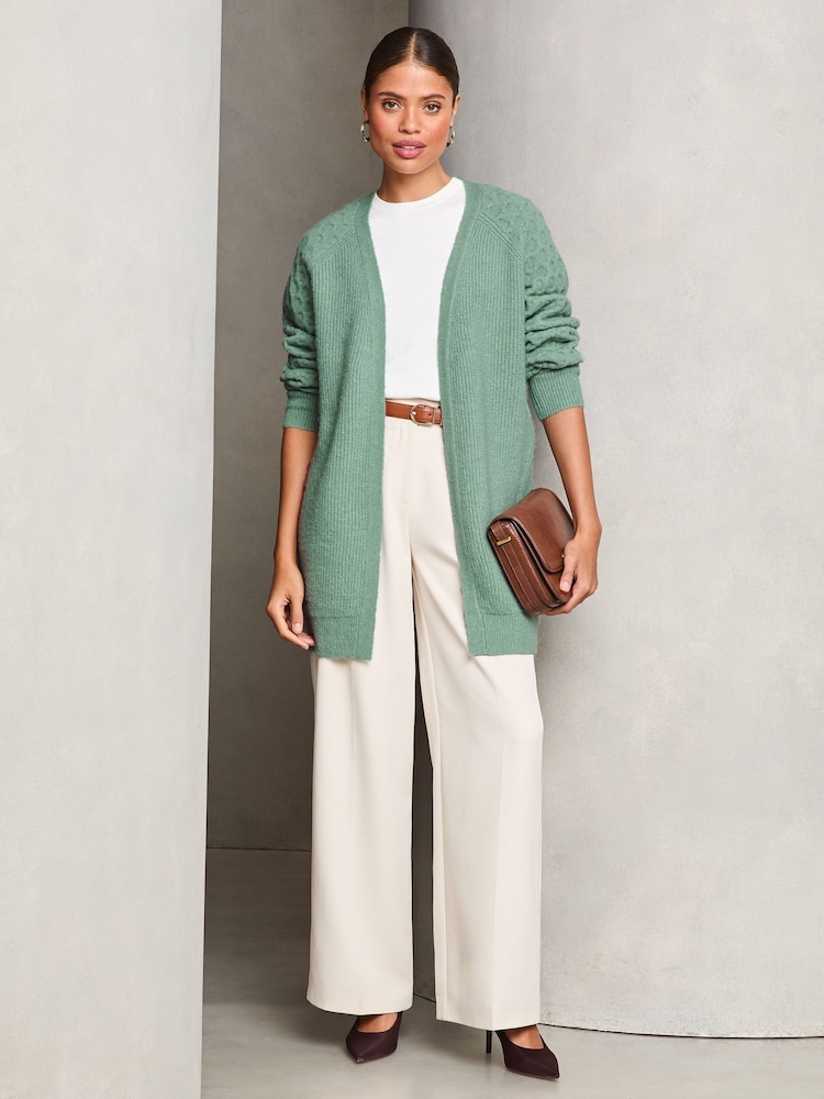 Lipsy Cosy Knitted Honeycomb Sleeve Longline Cardigan - Imagen 4 de 4