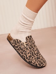 Friends Like These Brown Standard Fit Buckle Faux Suede Comfort Footbed Clogs - Image 1 of 5