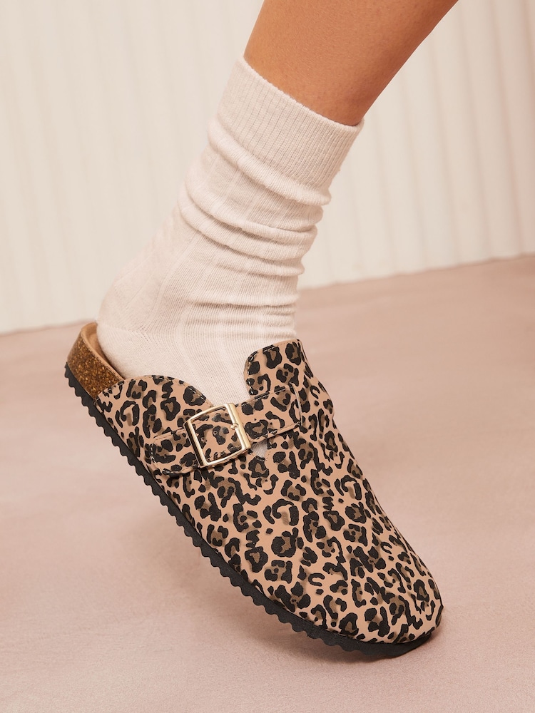 Friends Like These Brown Standard Fit Buckle Faux Suede Comfort Footbed Clogs - Image 1 of 5
