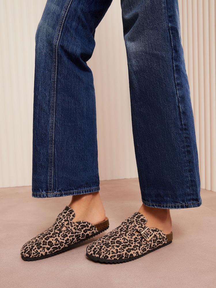Friends Like These Brown Standard Fit Buckle Faux Suede Comfort Footbed Clogs - Image 2 of 5