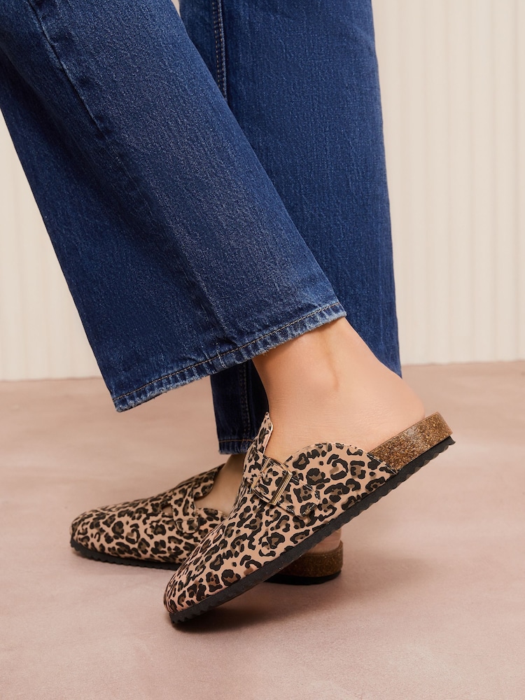 Friends Like These Brown Standard Fit Buckle Faux Suede Comfort Footbed Clogs - Image 4 of 5
