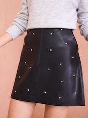 Love & Roses Black Faux Leather Mini Skirt - Image 2 of 5