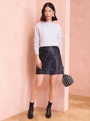 Love & Roses Black Faux Leather Mini Skirt - Image 3 of 5