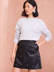 Love & Roses Black Faux Leather Mini Skirt - Image 4 of 5