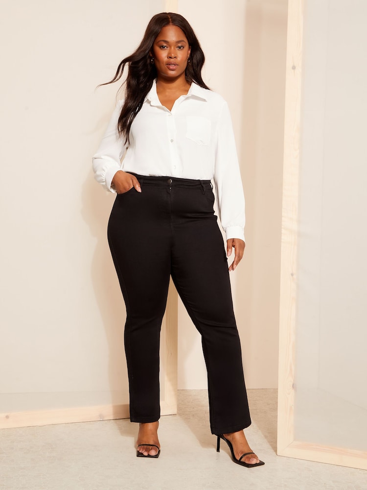 Friends Like These Black Curve Jeggings Stretch Flare Jeans - Image 2 of 4 Friends Like These Black Curve Jeggings Stretch Flare Jeans - Image 2 of 4