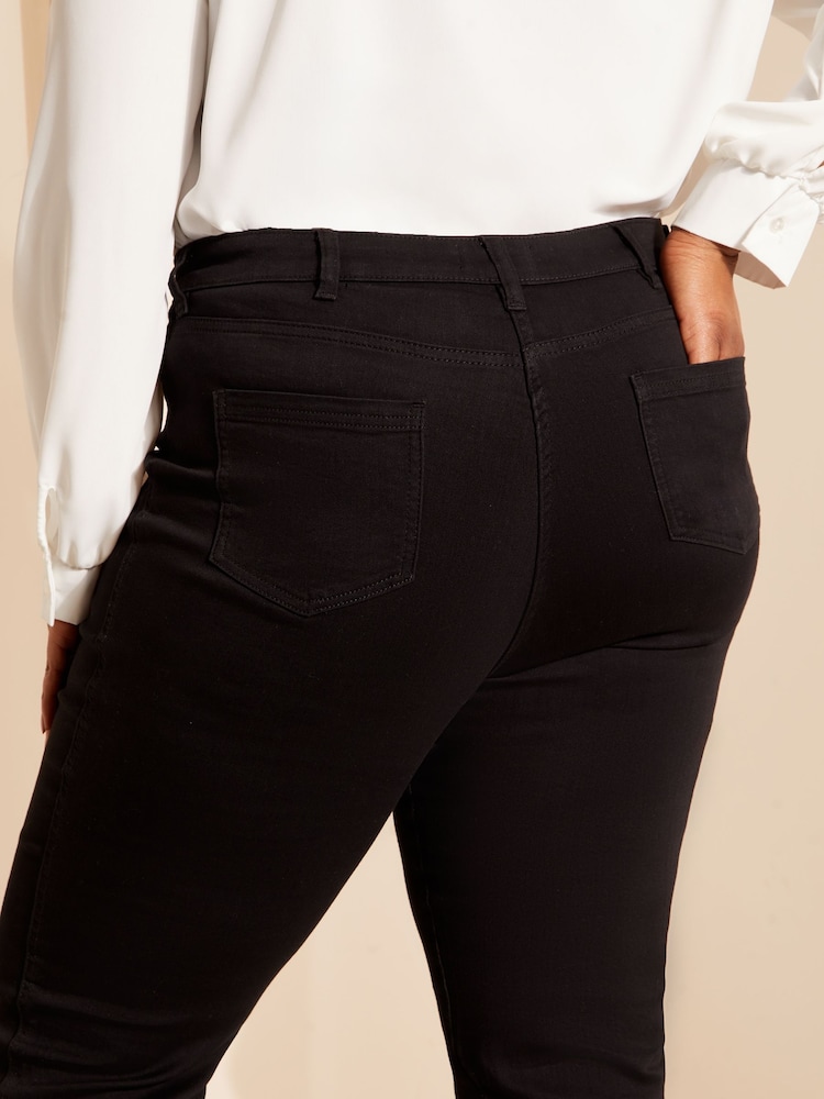 Friends Like These Black Curve Jeggings Stretch Flare Jeans - Image 4 of 4 Friends Like These Black Curve Jeggings Stretch Flare Jeans - Image 4 of 4