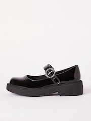 Lipsy Black Faux Leather Chunky Gem Buckle Mary Jane School Shoes - Image 2 of 4