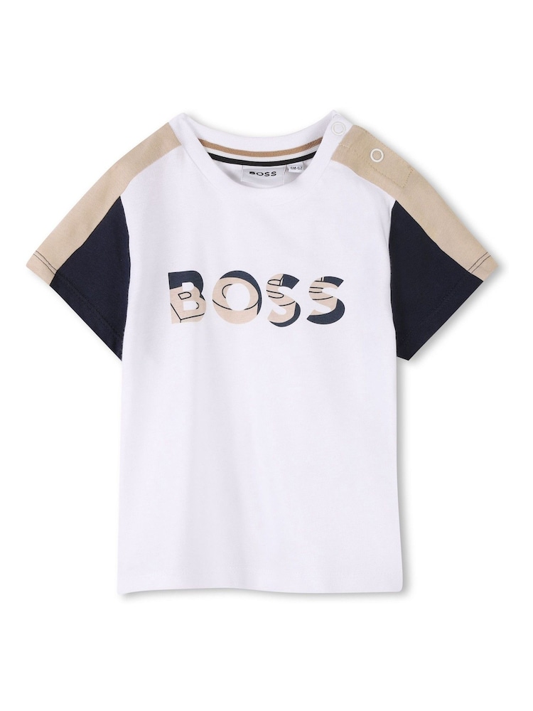 BOSS סט של מכנסיים קצרים וחולצה עם שרוולים קצרים ולוגו, תינוקות - Image 3 of 6