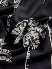 Black Palm Tree Pattern Quarter Zip Polo Shirt - Image 6 of 7