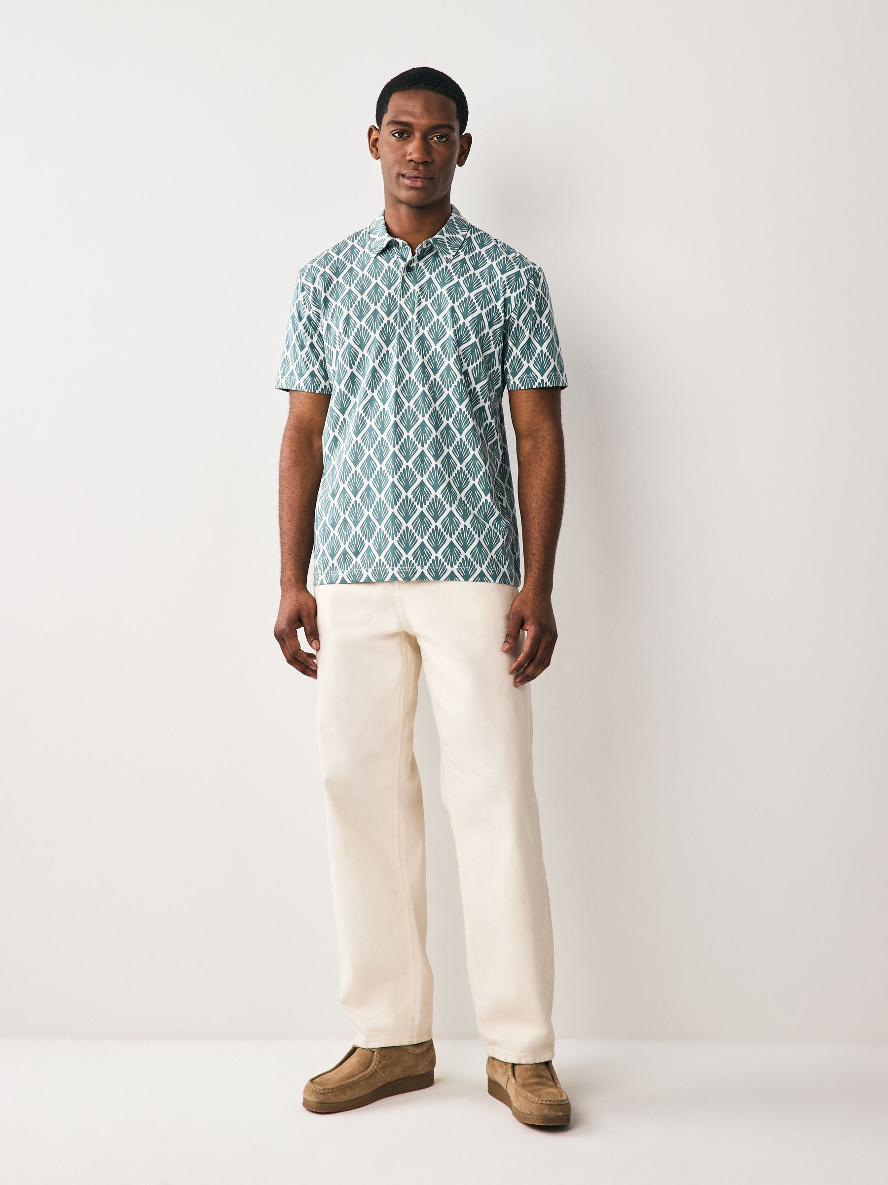 Buy Dusky Stamp Pattern Regular Fit Short Sleeve Jersey Polo