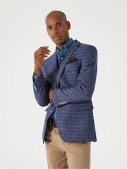 Skopes Blue Tailored Fit Checked Caring Suit Jacket - Image 1 of 1