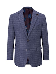Skopes Blue Tailored Fit Checked Caring Suit Jacket - Image 6 of 7