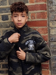 Khaki Camo Borg Fleece Camo Bomber Shacket (3-16yrs) - Image 2 of 7